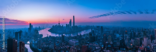 Panorama of sunset with Shanghai city view