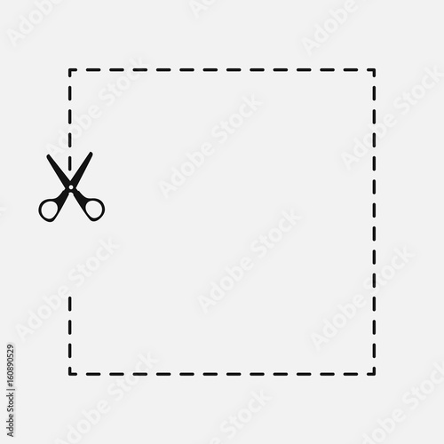 Stationery scissors cut. Vector icon, background, or character