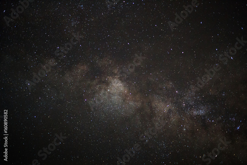 milky way galaxy with stars and space dust in the universe  Long exposure photograph  with grain.