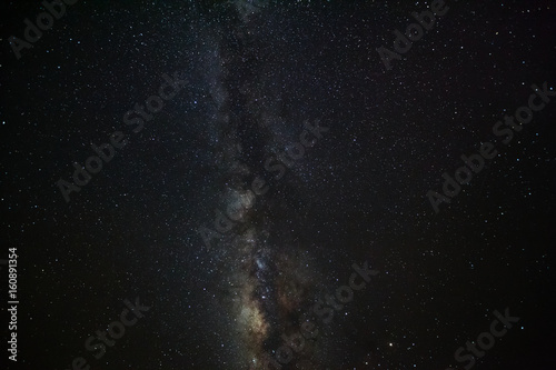 Milky way galaxy with stars and space dust in the universe, Long exposure photograph, with grain.