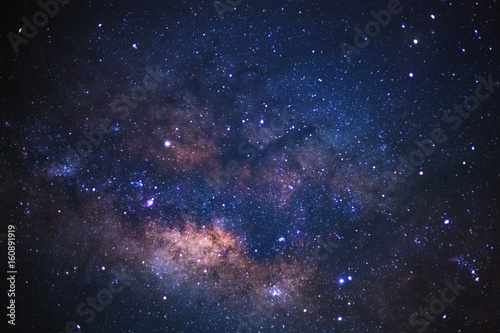 Close up milky way galaxy with stars and space dust in the universe, Long exposure photograph, with grain. photo