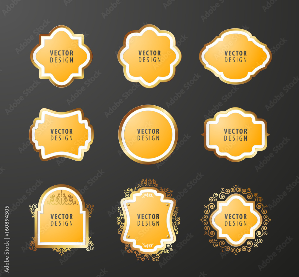 Set of High Quality Luxury Frames on Black Background . Vector Isolated Illustration Set of High Quality Luxury Frames on Black Background . Vector Isolated Illustration