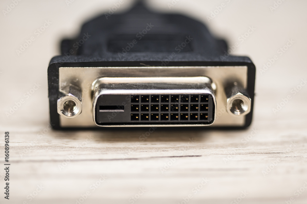 close up shot of a DVI, Digital Visual Interface cable close up shot of a DVI, Digital Visual Interface cable