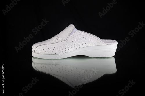 Shoes on Black Background, Isolated Product, Top View, Studio.