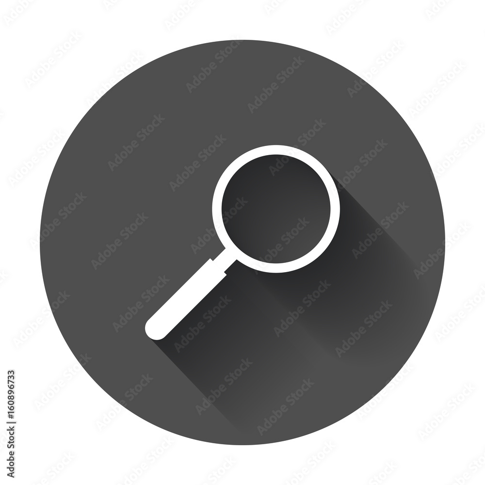 Loupe icon vector. Magnifier in flat style. Search sign concept with long shadow. Loupe icon vector. Magnifier in flat style. Search sign concept with long shadow.