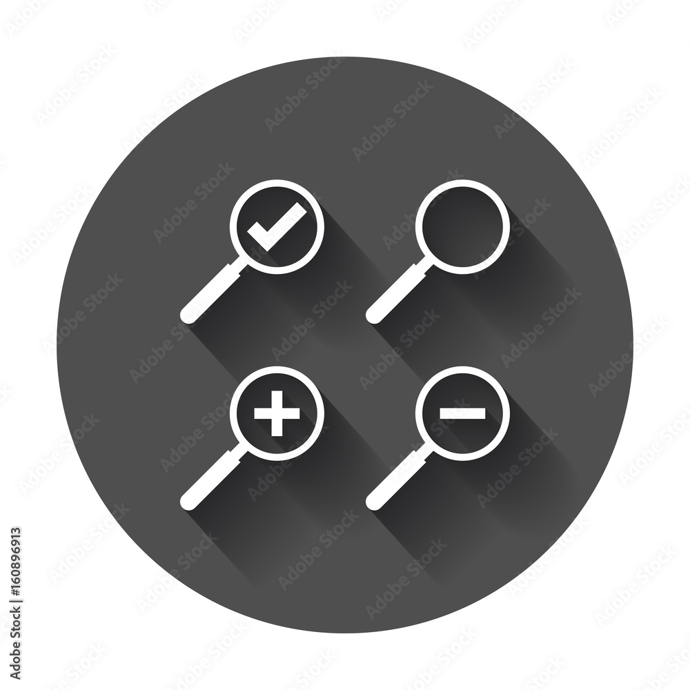 Set of loupe icon vector. Magnifier in flat style. Search sign concept. Set of loupe icon vector. Magnifier in flat style. Search sign concept.