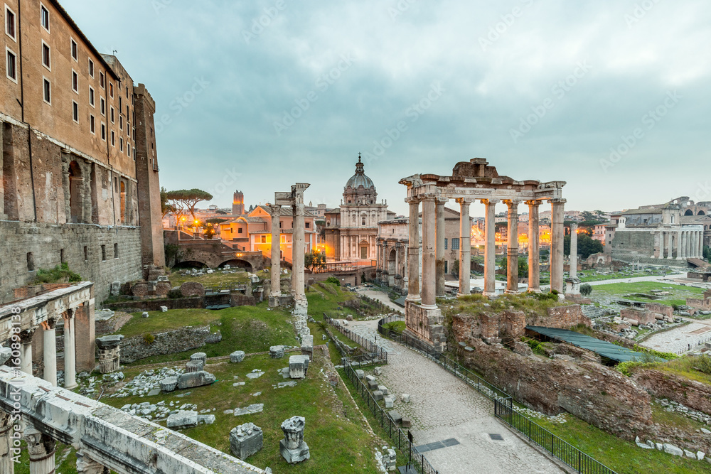 Europe, Italy, Lazio, Rome. Sunrise on Roman Forum Europe, Italy, Lazio, Rome. Sunrise on Roman Forum
