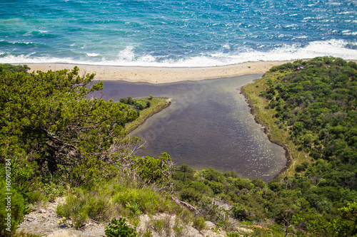 A colorful seashore is like an oasis in the middle of the ocean