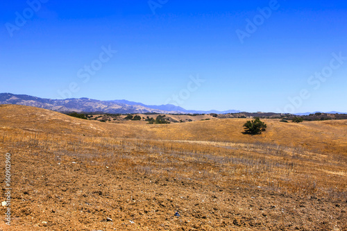 Drought conditions in the Foxen Canyon Wine Trail region of Santa Barbara County, California USA