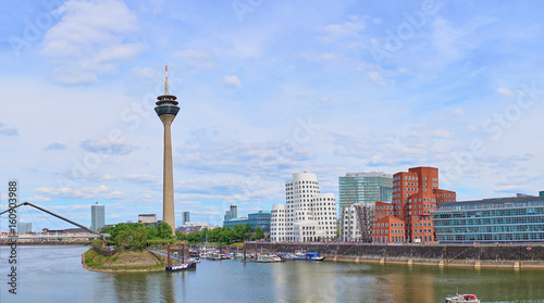 Media Harbor at Rhine in Dusseldorf in Germany / Famous place with buildings from Frank Gehry in Dusseldorf