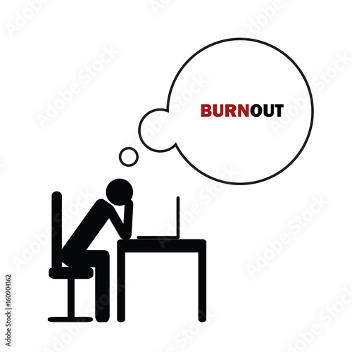 Burnout am Büroarbeitzplatz Piktogramm