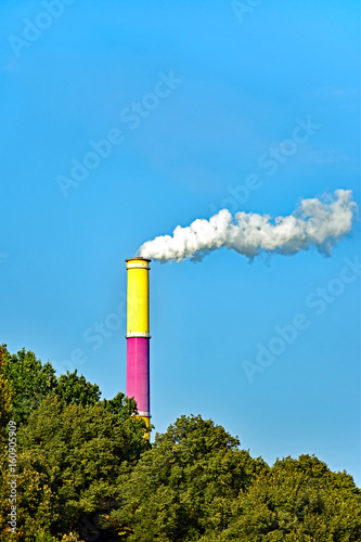 Colored chimney of the thermal power station Chemnitz (Germany) photo