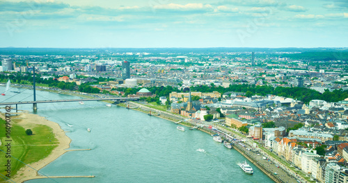 German city of Dusseldorf from above / Dusseldorf with its beautiful river Rhine