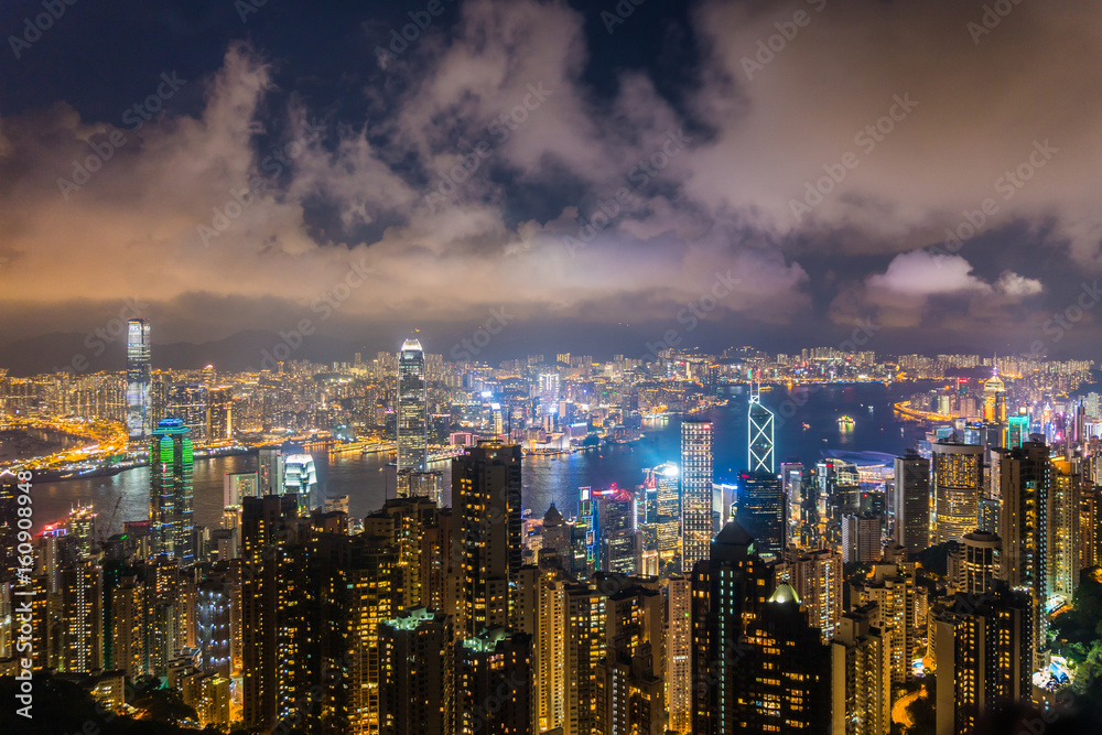 Hong kong china cityscape in the night from victoria peak Hong kong china cityscape in the night from victoria peak