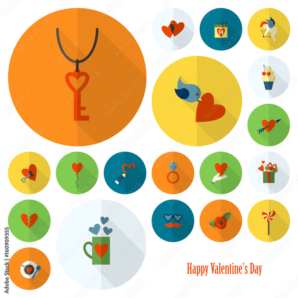 Fototapeta premium Happy Valentines Day Icons