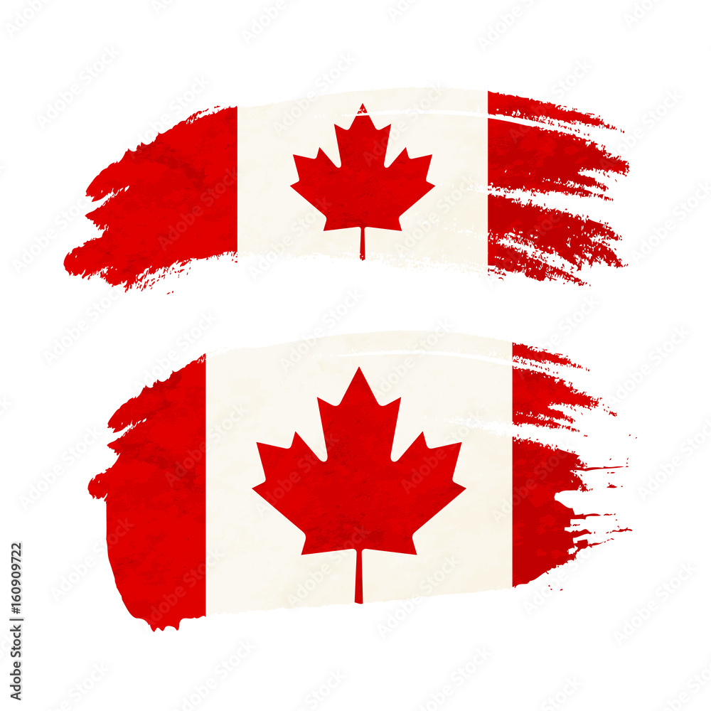 Grunge brush stroke with Canada national flag on white Grunge brush stroke with Canada national flag on white