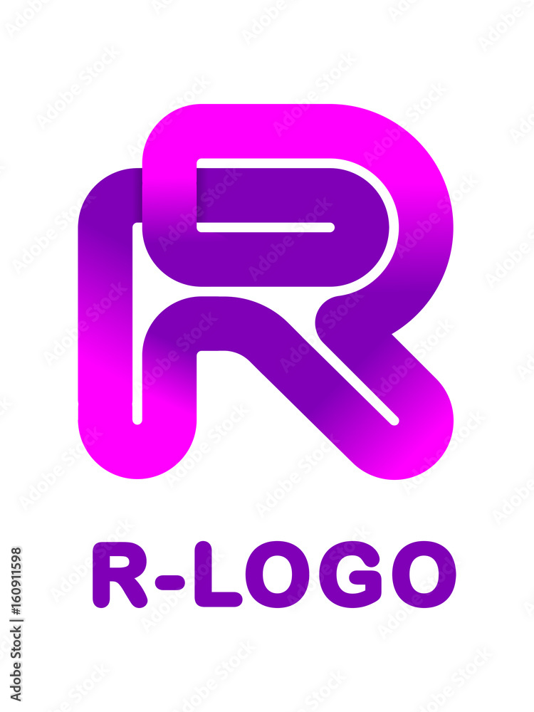 Abstract letter R - creative logo template illustration. Logo for corporate identity of company of ribbon, closed line of gradient color, tortuous path. Neon glowing letter. Typographical font. Abstract letter R - creative logo template illustration. Logo for corporate identity of company of ribbon, closed line of gradient color, tortuous path. Neon glowing letter. Typographical font.