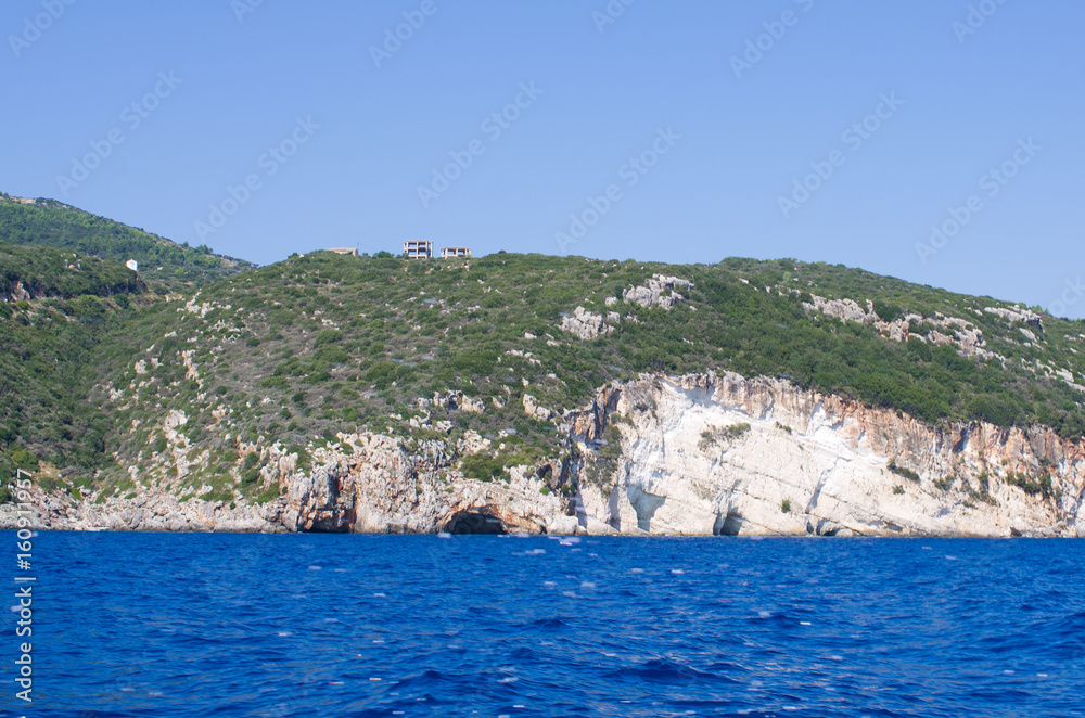 Caves on the cliffs of Zakynthos, Greece Caves on the cliffs of Zakynthos, Greece