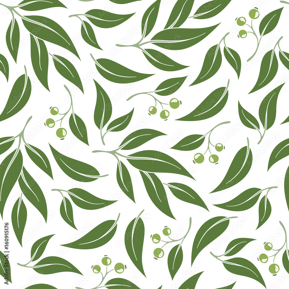 Seamless green leaf pattern.
