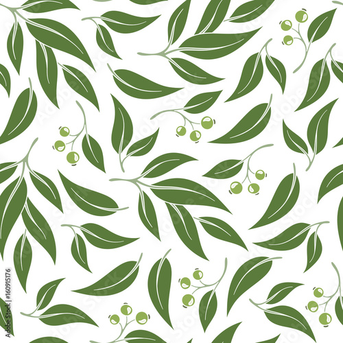 Seamless green leaf pattern.