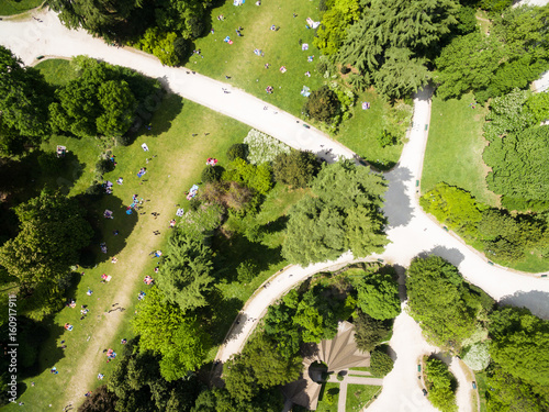 Aerial view of Sempione park in Milan, Italy photo