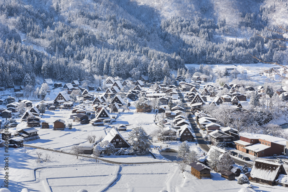 Naklejka premium Historic Village of Shirakawago in winter, Japan