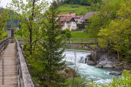 The Devil s Bridge  wooden footbridge in Skofja Loka  Slovenia