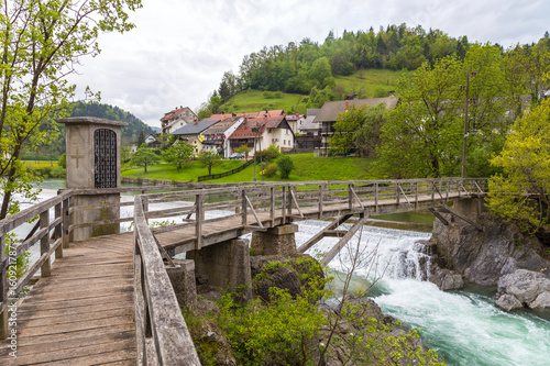 The Devil's Bridge, wooden footbridge in Skofja Loka, Slovenia