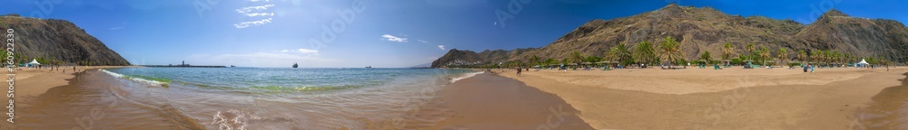 Big panorama of gold public beach teneriffe 