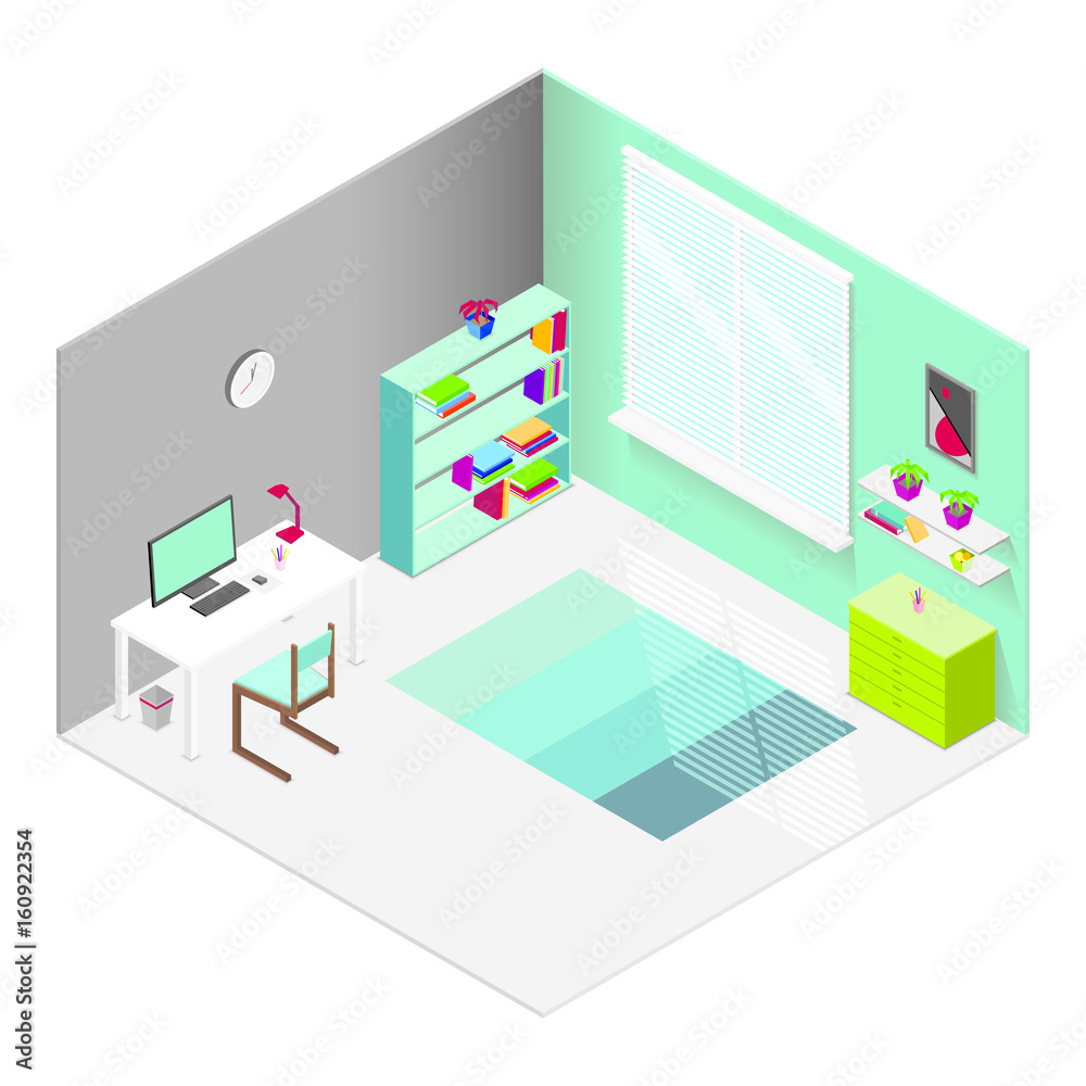 Isometric Designer Workplace Concept