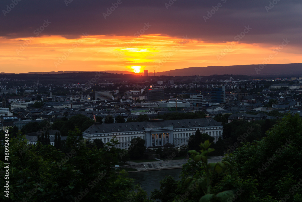 Panorama von Koblenz bei Sonnenuntergang