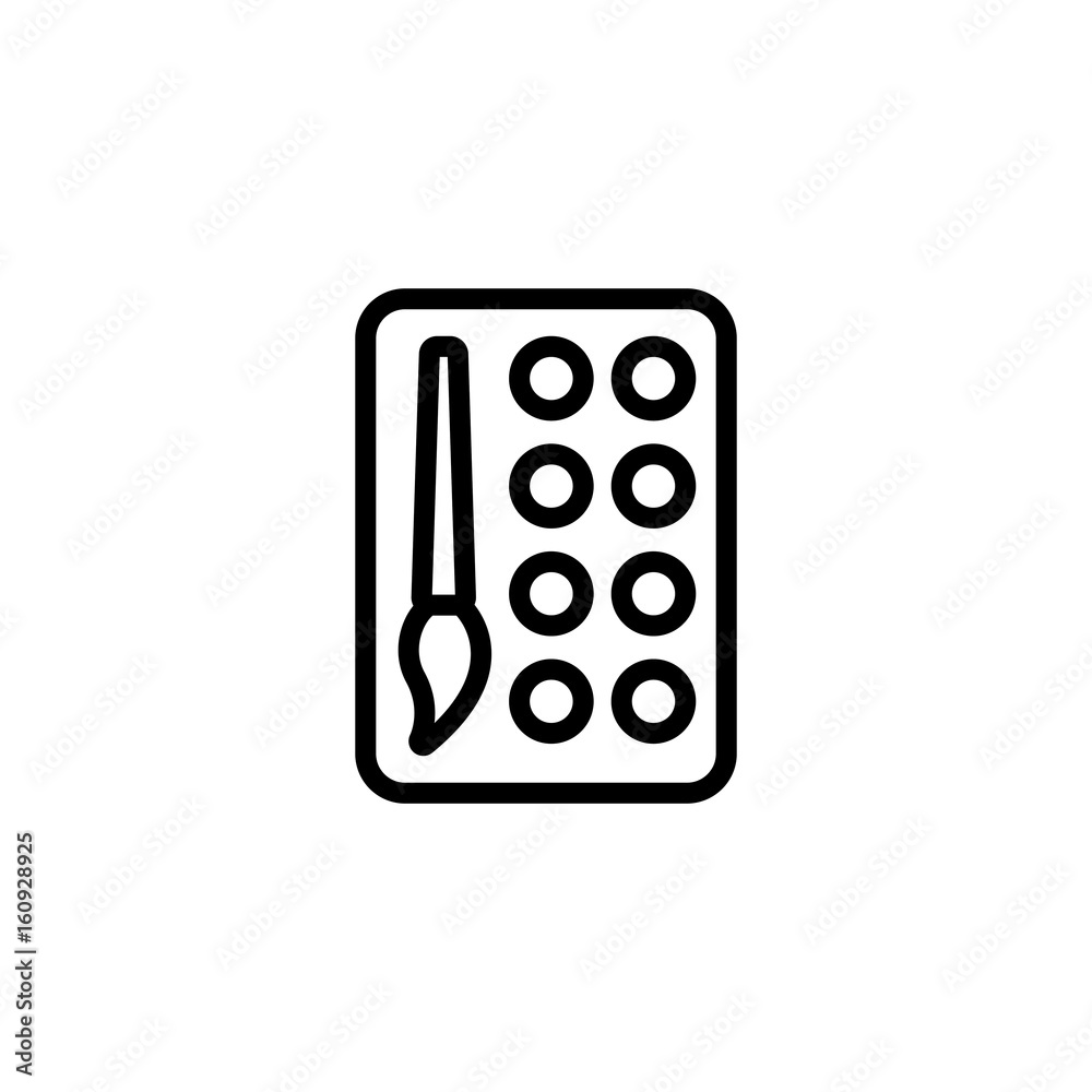 thin line color palette icon on white background thin line color palette icon on white background
