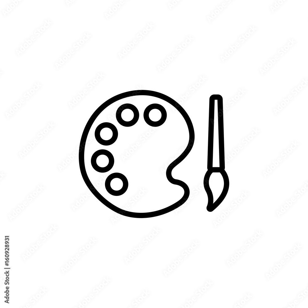 thin line color palette icon on white background thin line color palette icon on white background