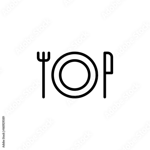 thin line dinner icon on white background