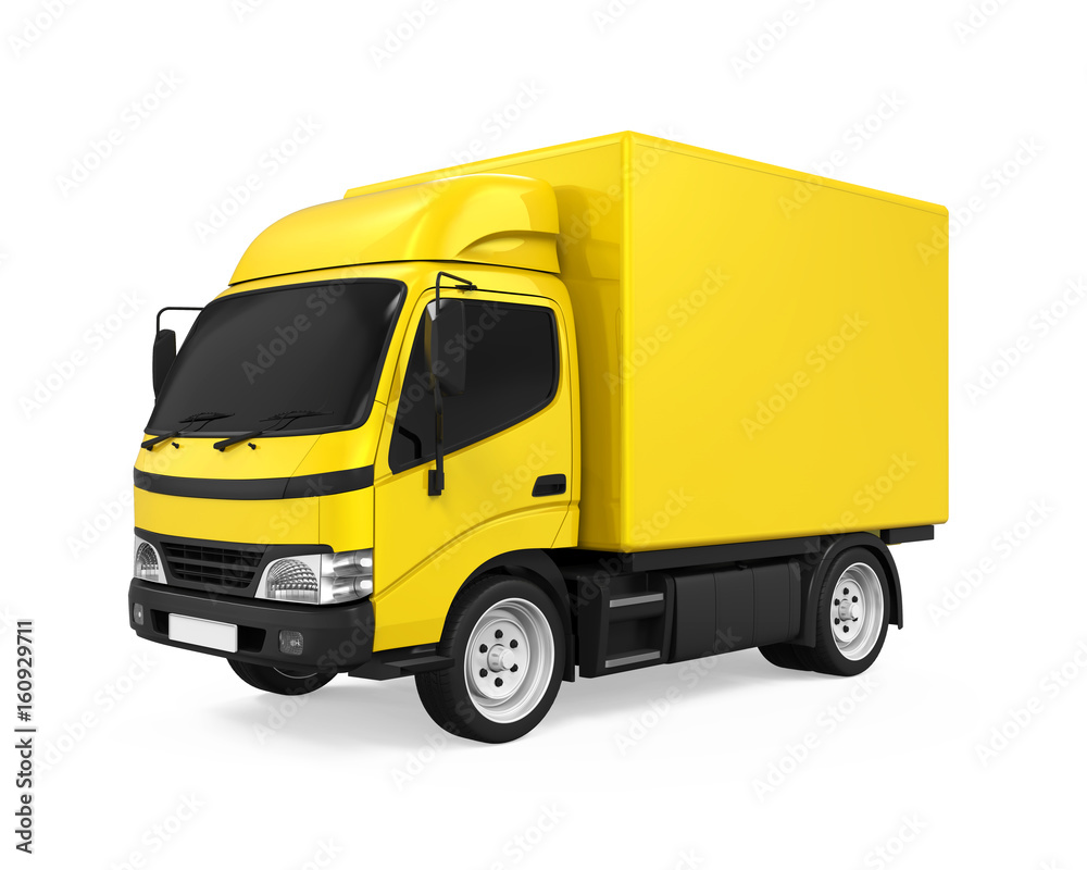 Yellow Delivery Van Isolated