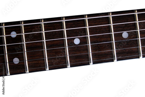 Part of the classic electric guitar fretboard. Isolated on white background.