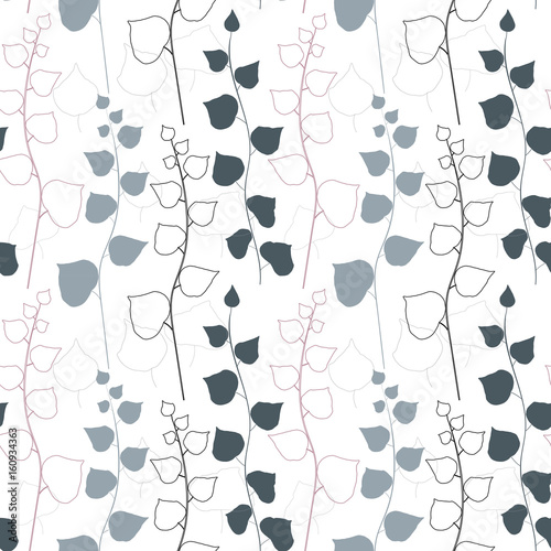 Vector floral seamless pattern with  ivy twigs.