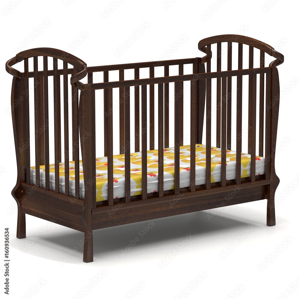 3d illustration baby crib on white 3d illustration baby crib on white