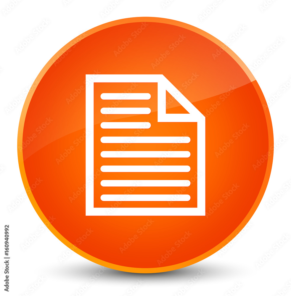Document page icon elegant orange round button Document page icon elegant orange round button