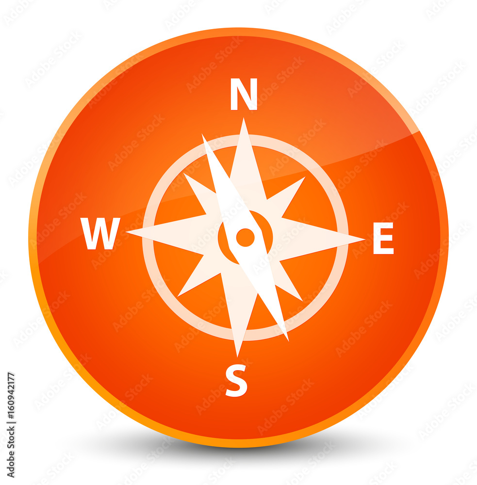 Compass icon elegant orange round button Compass icon elegant orange round button