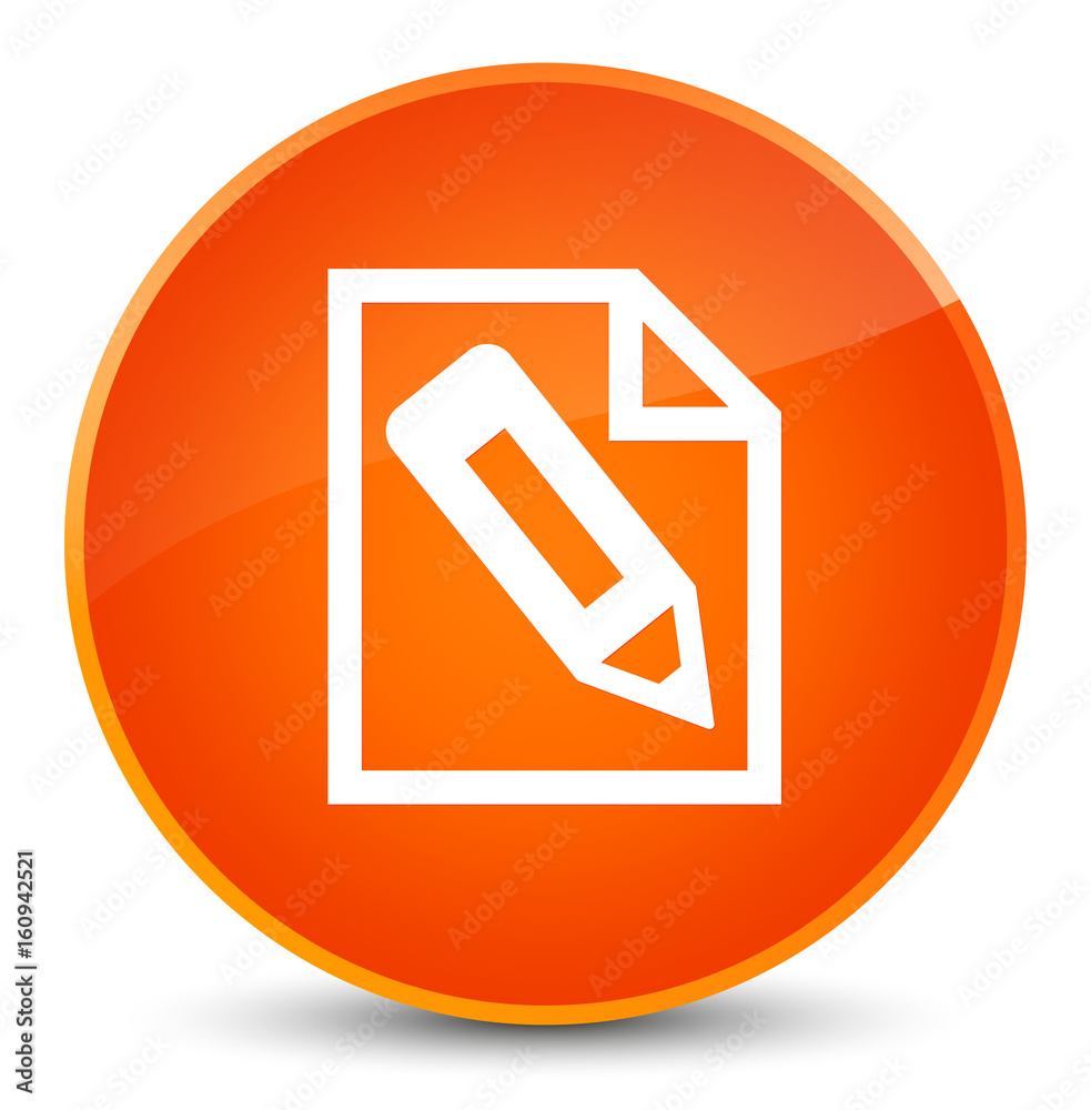 Pencil in page icon elegant orange round button Pencil in page icon elegant orange round button