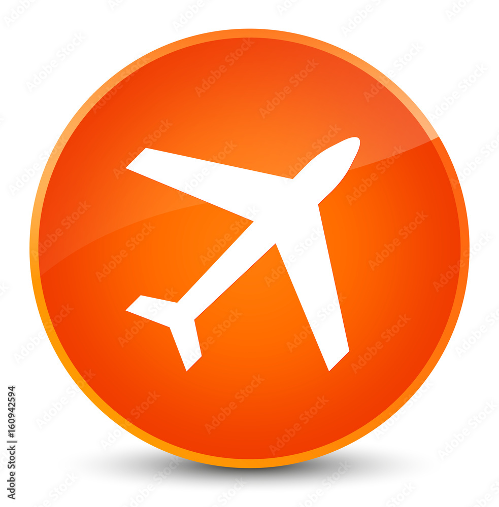Plane icon elegant orange round button Plane icon elegant orange round button