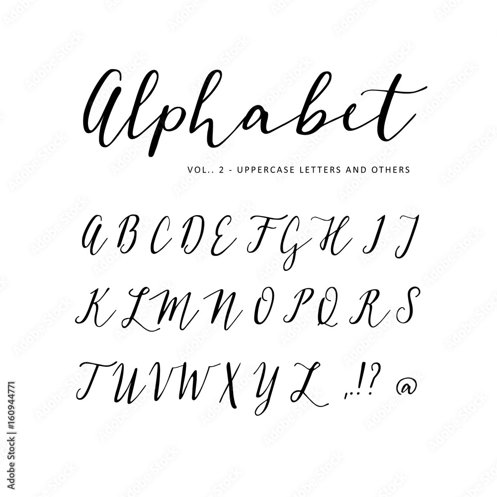 Hand Drawn Alphabet. Script Font Stock Vector - Illustration of