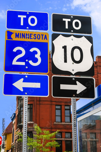Two road signs, in ST. Cloud, Minnesota USA