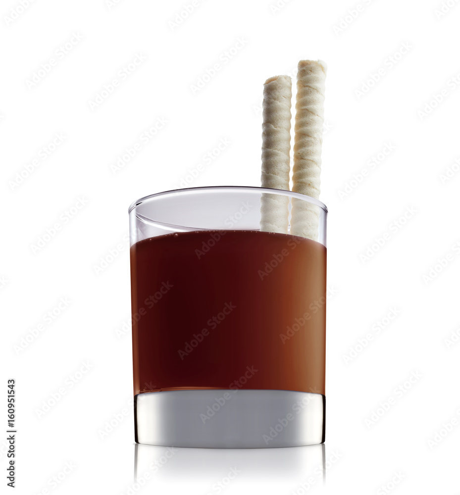 Original Irish Cream Liqueuron alcohol cocktail or chocolate mocktail in classic glass with brown beverage isolated on white background Original Irish Cream Liqueuron alcohol cocktail or chocolate mocktail in classic glass with brown beverage isolated on white background