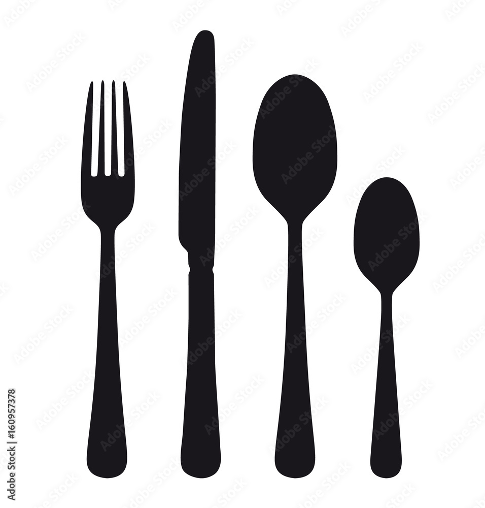 The contours of the cutlery. Spoon, knife, fork. Ready to use vector elements. The contours of the cutlery. Spoon, knife, fork. Ready to use vector elements.