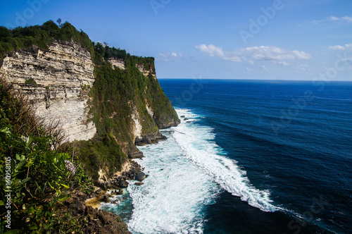 The cliffs and the ocean near the Uluwatu Temple on Bali, Indonesia.