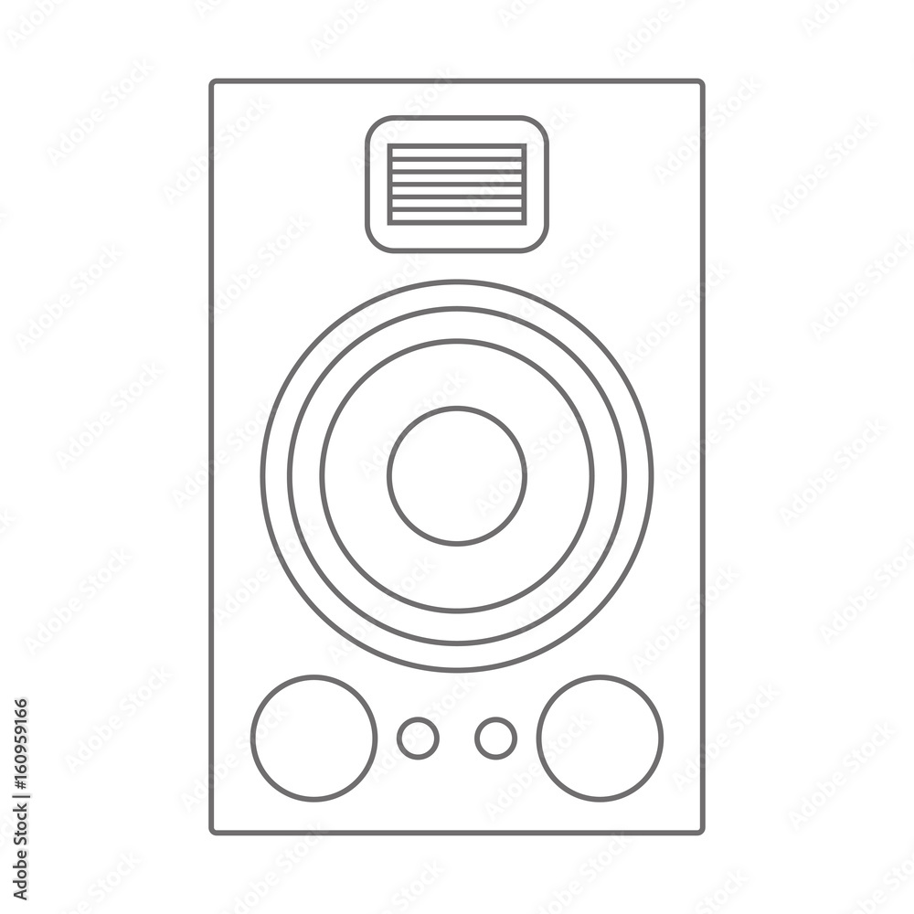 Outline Audio loud speaker isolated on white background. Vector illustration of sound monitor. Outline Audio loud speaker isolated on white background. Vector illustration of sound monitor.