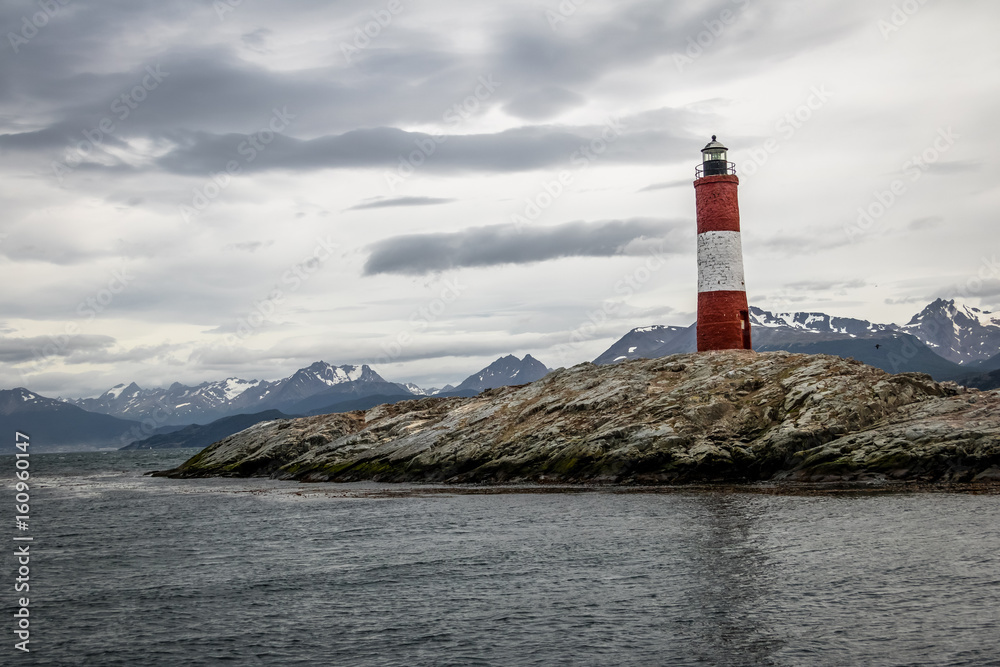 Les Eclaireurs Red and white lighthouse - Beagle Channel, Ushuaia, Argentina