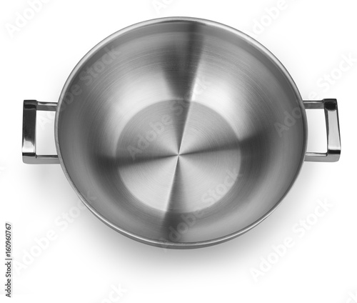 Steel frying pan isolated